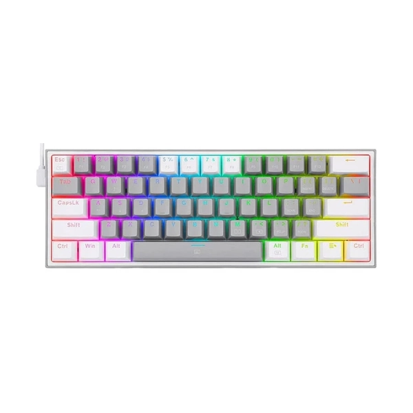 Redragon K617 FIZZ Rainbow Red Switch Gray-White Wired Mechanical Gaming Keyboard with Detachable Cable