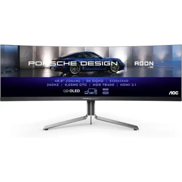 AOC AGON PRO PD49 PORSCHE DESIGN 49" 240Hz 0.3ms 5K DUAL-QHD QD-OLED Gaming Curved Monitor