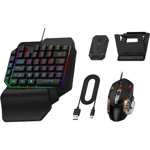 M1 Pro Plus 5 in 1 35 Keys Keyboard Mouse Combo For Mobile Gaming